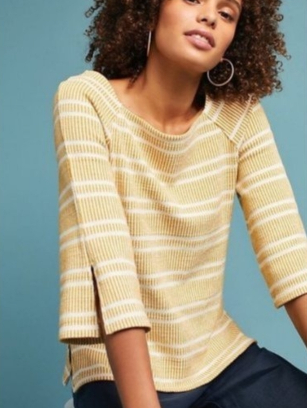 Anthropologie Postmark Mustard Dash Boatneck Top Size S